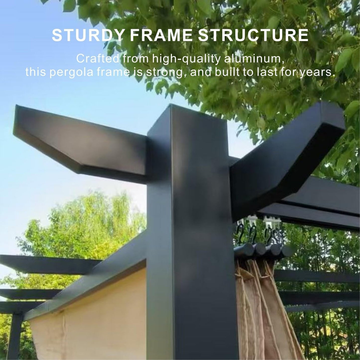 Outdoor Pergola 10'x12' – Modern Shade Structure with Retractable Canopy