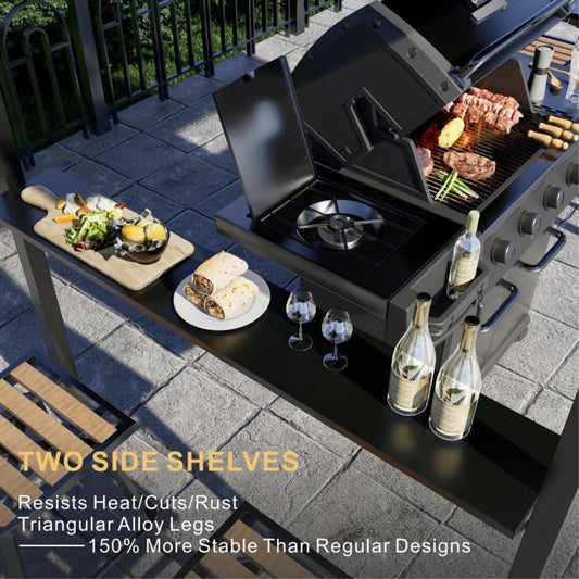 SOLUMIA 8'x6' Grill Gazebo – All-Weather BBQ Shelter with Shelves & Steel Roof