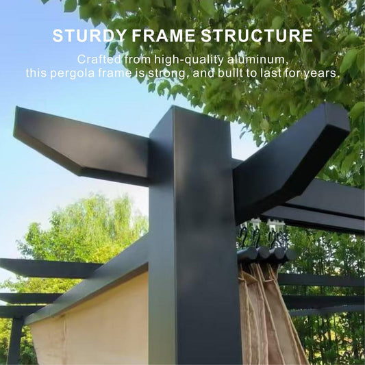 Outdoor Pergola  10'x12'  – Modern Shade Structure with Retractable Canopy